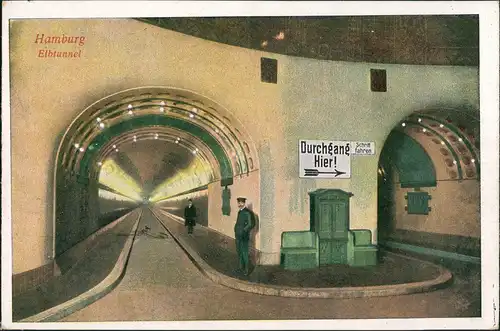 Ansichtskarte St. Pauli-Hamburg Polizist im Tunnel 1928