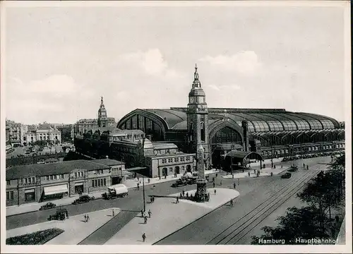 Ansichtskarte Hamburg Hauptbahnhof: Rückseite Geschäfte 1928