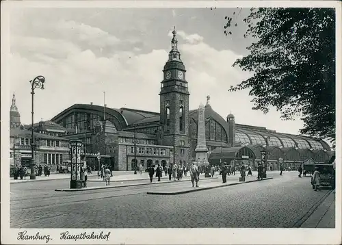 Ansichtskarte Hamburg Hauptbahnhof, Litfasssäule - Haltestelle 1939