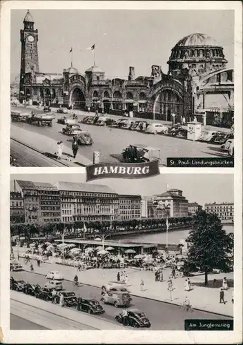 Hamburg Jungfernstieg 2 Bild VW Käfer Posthorn Luftpost 10 + 5 Pfg 1953