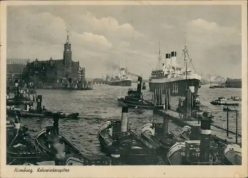 Ansichtskarte Hamburg Kehrwiederspitze: Dampfer Schlepper 1935
