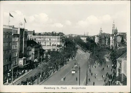 Ansichtskarte St. Pauli-Hamburg Reeperbahn - Kreuzung 1938