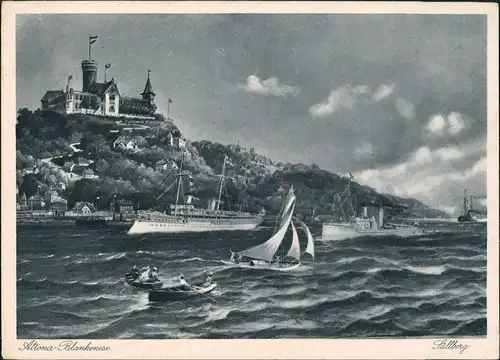 Ansichtskarte Blankenese-Hamburg Süllberg Marine Künstlerkarte 1926