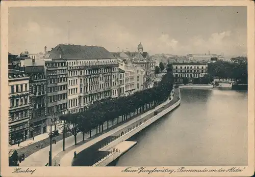 Ansichtskarte Hamburg Neuer Jungfernstieg Promenade an der Alster 1924