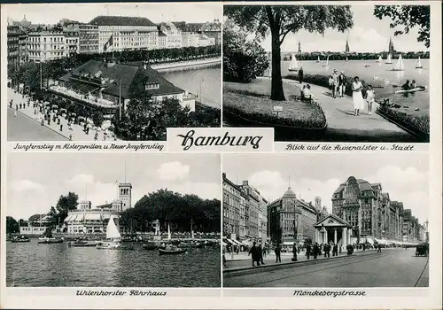 Ansichtskarte Hamburg 4 Bild: Alster, Mönckebergstraße 1932