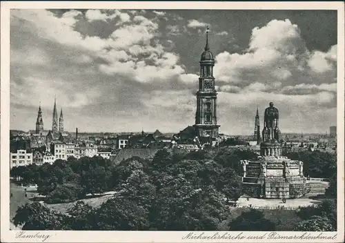 Ansichtskarte St. Pauli-Hamburg Bismarck-Denkmal - Totale 1932