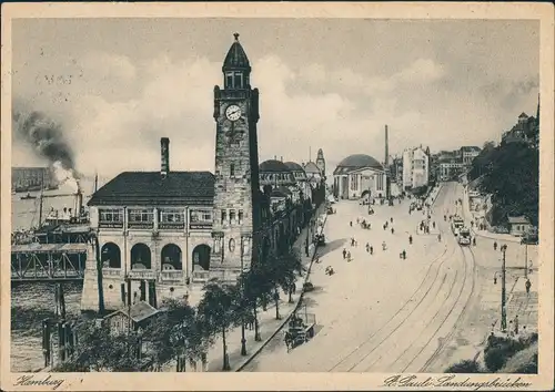 Ansichtskarte St. Pauli-Hamburg Landungsbrücken - Kreuzung 1930