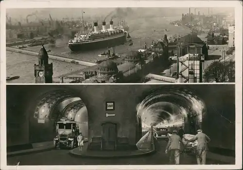 Steinwerder (Steinwärder)-Hamburg Elbtunnel Auto - Dampfer Industrie 1937