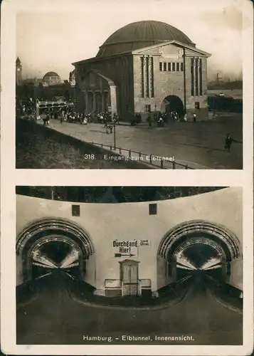 Ansichtskarte Hamburg Elbbrücke 2 Bild Innen und außen belebt 1929