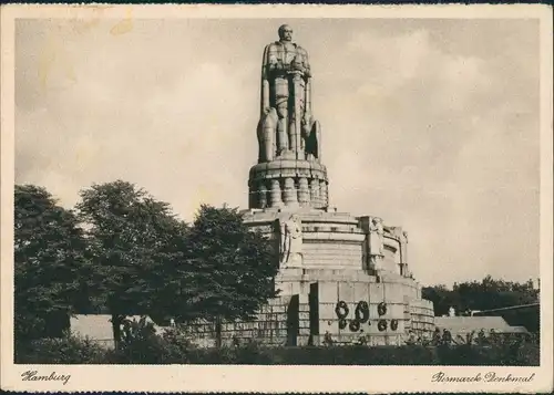 Ansichtskarte St. Pauli-Hamburg Bismarck-Denkmal 1922