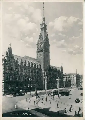 Ansichtskarte Hamburg Rathaus - Haltestelle 1932