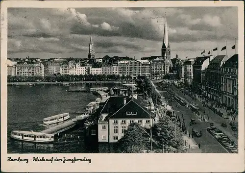 Ansichtskarte Hamburg Jungfernstieg gel Feldpost 5.3.1945 1945