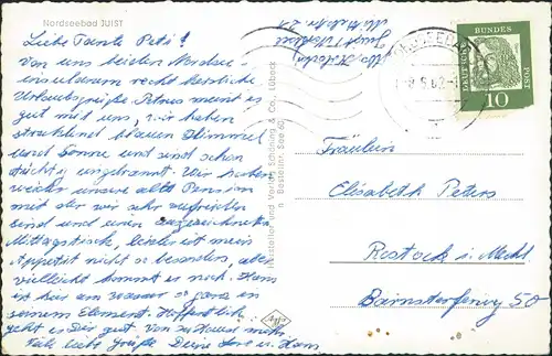 Ansichtskarte Juist MB: Robben am Strand 1962