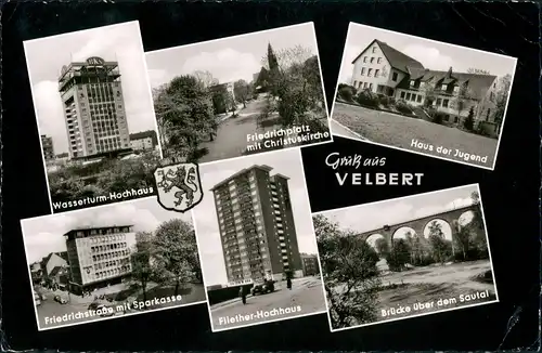 Ansichtskarte Velbert Platz, Wasserturm Hochhaus, Straße 1963