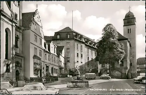 Ansichtskarte Hachenburg Markt - Autos 1962