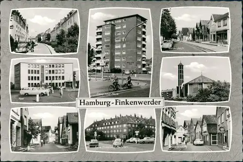 Ansichtskarte Finkenwerder-Hamburg Straßen und Hochhäuser MB 1962
