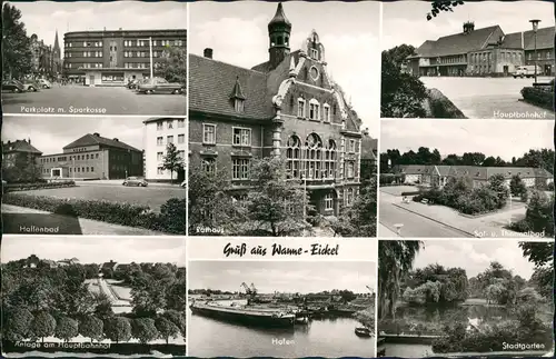 Ansichtskarte Wanne-Eickel-Herne Bahnhof, Sparkasse, Hafen 1961