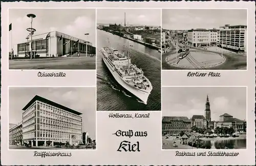 Ansichtskarte Kiel Ostseehalle, Holtenau, Berliner Platz 1959