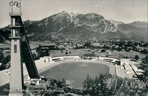 Ansichtskarte Garmisch-Partenkirchen Olympia-Stadion - Sprungschanze 1957