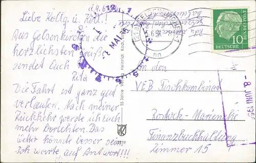 Ansichtskarte Buer-Gelsenkirchen Straßen, Postamt, Hospital 1958