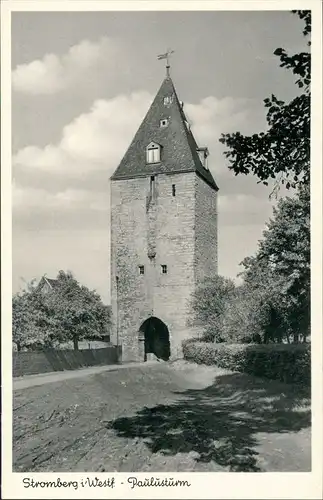 Ansichtskarte Stromberg (Westfalen)-Oelde Straße am Paulusturm 1954