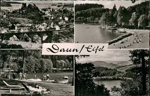 Ansichtskarte Daun Eifel 4 Bild Schwimmbad 1967