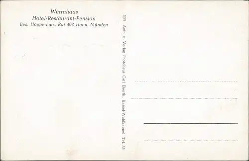 Hannoversch Münden Hann. Münden Werrahaus Hotel-Restaurant-Pension 1959