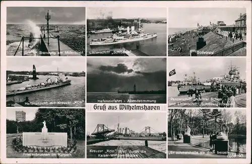 Ansichtskarte Wilhelmshaven Molenkopf, Südstrand, Hafen, Kurpark uvm. 1942