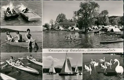 Gaden-Waging am See Camping Gaden - Schwanenplatz Mehrbildkarte 1969