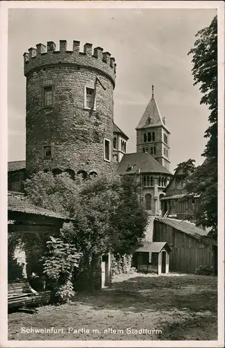 Ansichtskarte Schweinfurt Partie am alten Stadtturm Turm Turmgebäude 1955