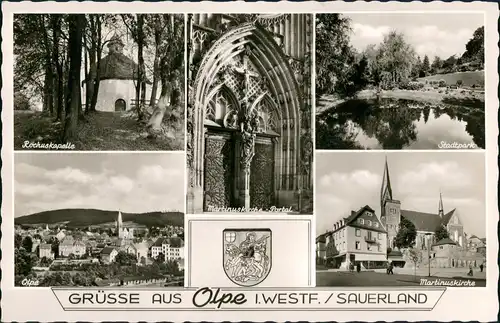 Ansichtskarte Olpe Kapelle, Straße, Kirche 1964