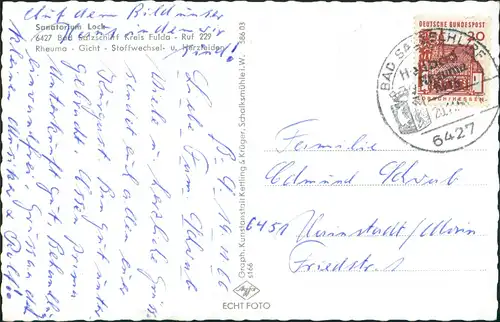 Ansichtskarte Bad Salzschlirf Sanatorium Lock 1965