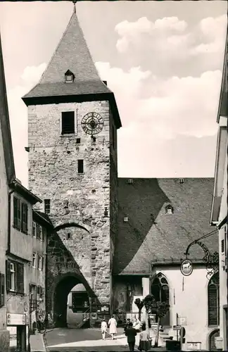 Hirschhorn (Neckar) Mittel-Tor Partie Personen vor Turm-Durchgang 1960