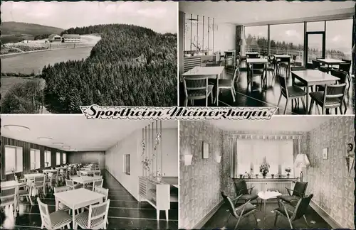 Meinerzhagen Sportheim Innenansichten Außen Mehrbild-AK 4 Foto-Ansichten 1957