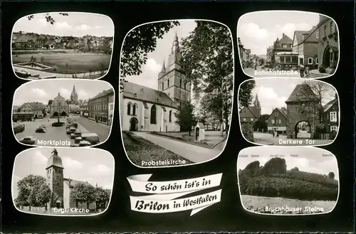 Brilon (Sauerland) Mehrbild-AK ua. Kirchen, Bruchhäuser Steine, Bahnhofstr 1960