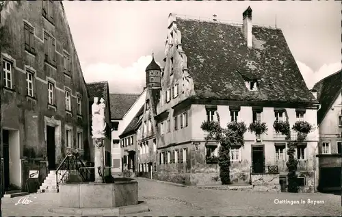 Oettingen in Bayern Markt Brunnen Pfarrgasse alte Wohnhäuser 1955