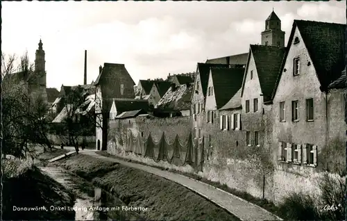 Ansichtskarte Donauwörth Onkel Ludwig Anlage mit Färbertor 1960