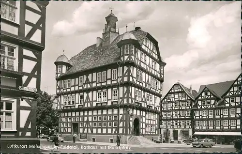 Ansichtskarte Melsungen Rathaus Platz Marktplatz Fachwerkhäuser 1960