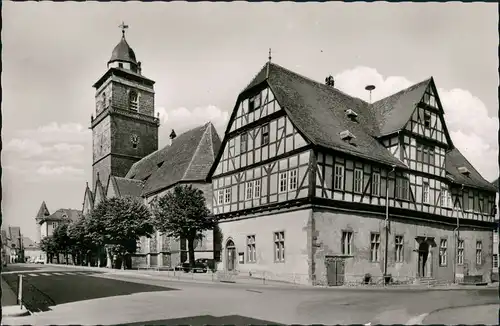 Ansichtskarte Grebenstein Strassen Partie mit Rathaus & Kirche 1960