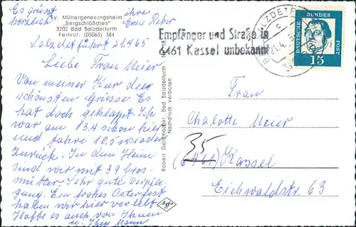 Ansichtskarte Bad Salzdetfurth Ev. Müttergenesungsheim Bergschlößchen 1965