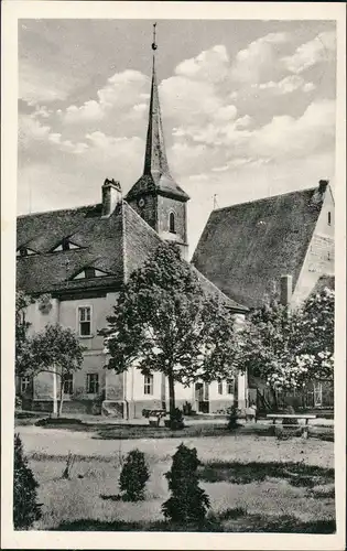 Ansichtskarte Bad Windsheim Partie am Spitalhof Gebäude, Blick Kirche 1955