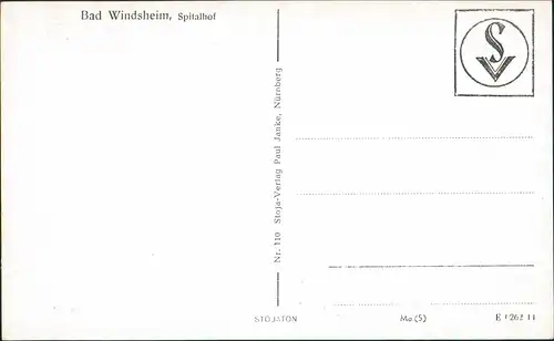 Ansichtskarte Bad Windsheim Partie am Spitalhof Gebäude, Blick Kirche 1955