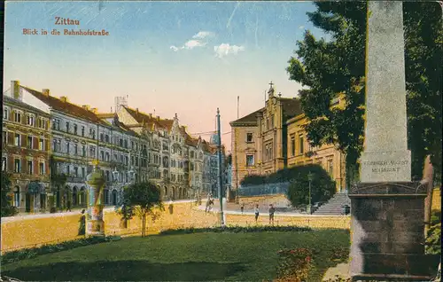 Ansichtskarte Zittau Bahnhofstraße 1914