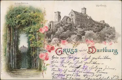 Ansichtskarte Litho AK Eisenach Wartburg, Hohe Sonne 2 Bild 1899
