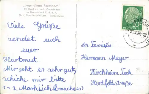 Ansichtskarte Fornsbach-Murrhardt Jugendhaus Fornsbach Erdbeerweg 1956