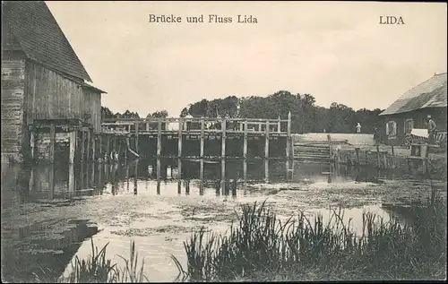 Postcard Lida Ліда Lyda Лида Brücke am Fluß 1915
