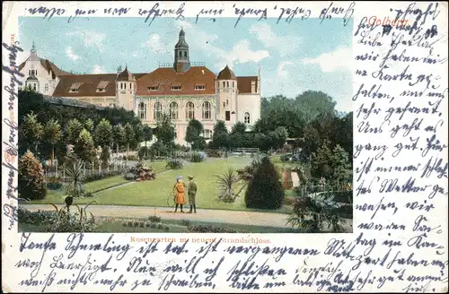 Postcard Kolberg Kołobrzeg Strandschloß - Rückseite, Rosengarten 1903