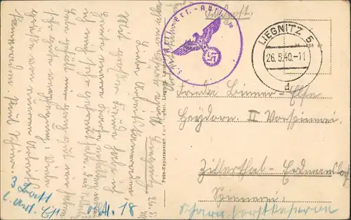 Postcard Liegnitz Legnica MB Scharnhorstkaserne Innen - Eingang 1940