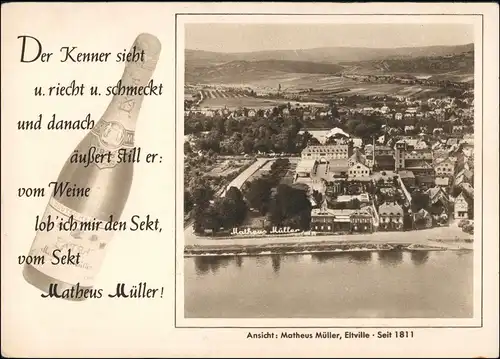 Ansichtskarte Eltville am Rhein Luftbild Sektkellerei Matheus Müller 1928