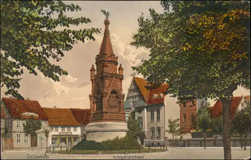 Ansichtskarte Salzwedel Markt, Keiegerdenkmal 1916